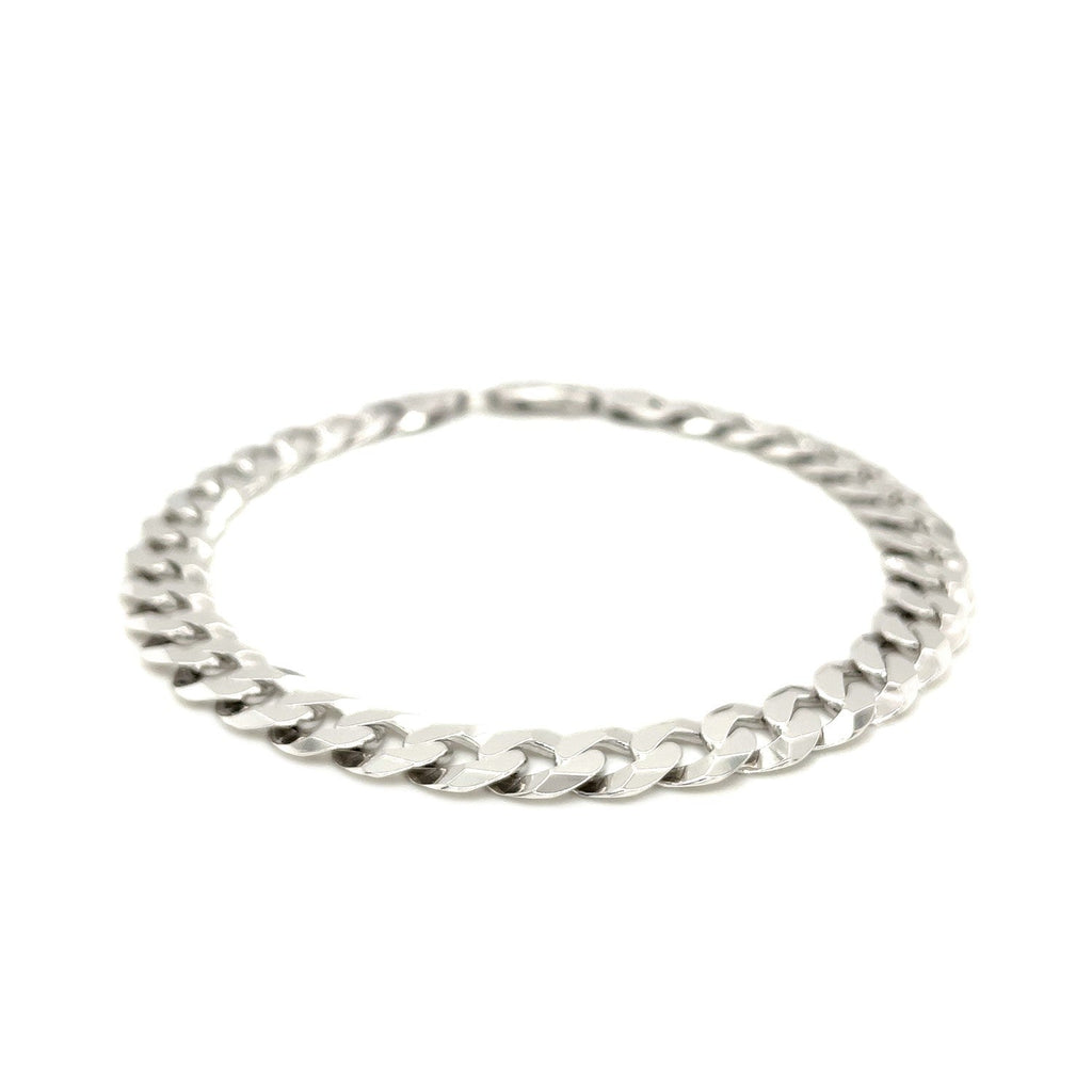Rhodium Plated Sterling Silver Curb Style Bracelet (7.90 mm)