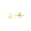 14k Yellow Gold Post Earrings with Peace Signs(6.9mm)