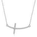 14k White Gold Diamond Embellished Cross Motif Necklace (.21cttw)