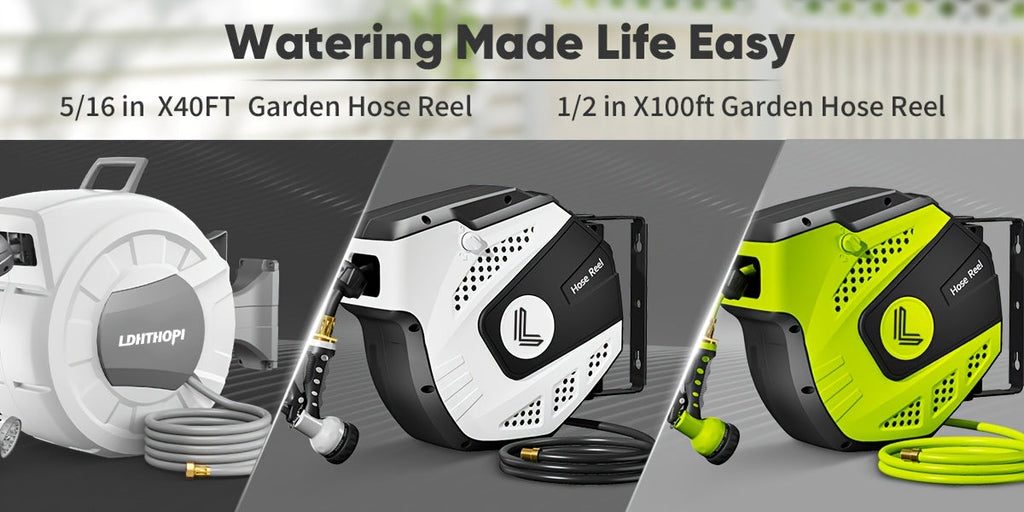Retractable Garden Hose Reel 40/100/110/130FT Auto Rewind Wall Mounted Hose