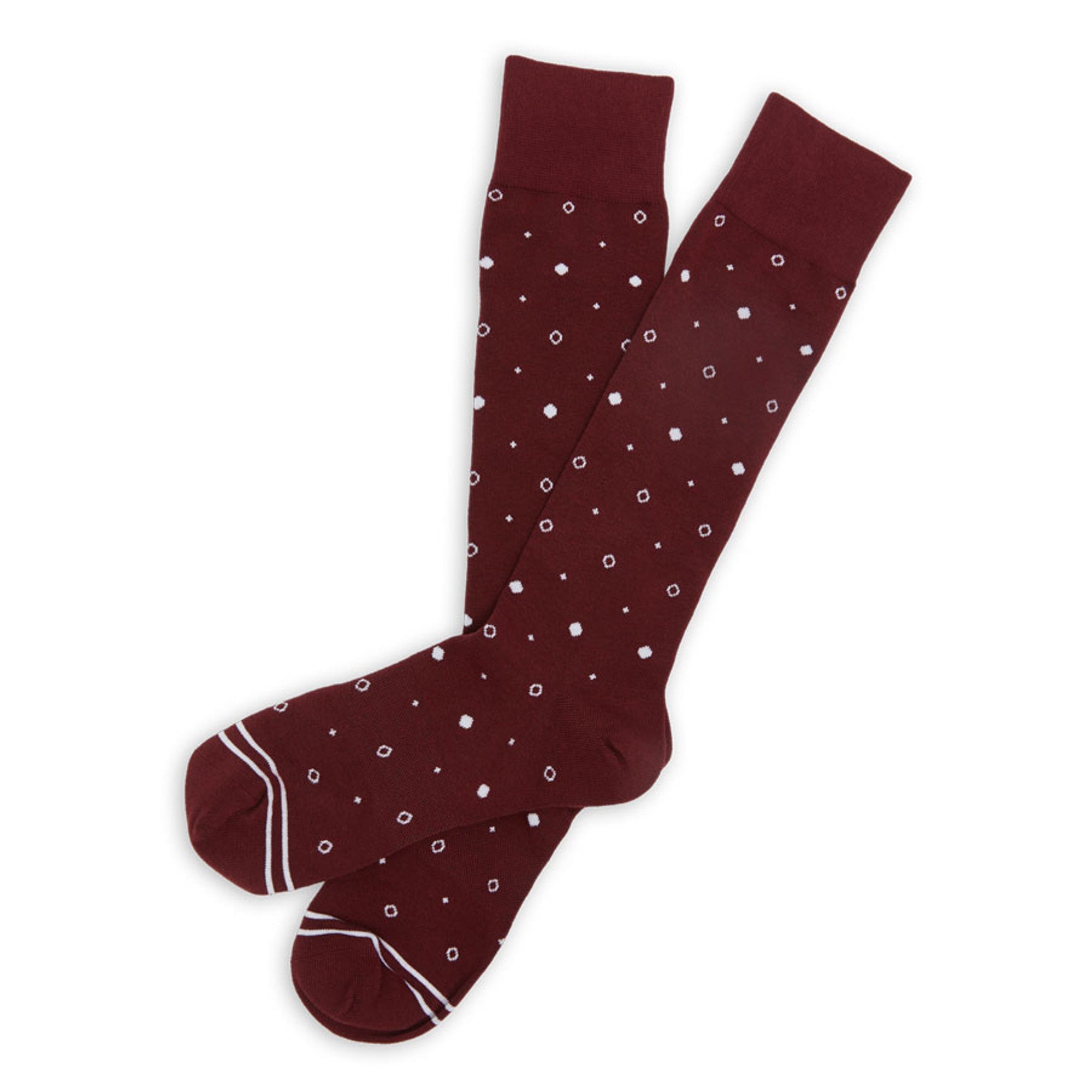 Maroon Mixed Dot Dress Socks