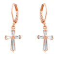 CZ Cross Drop Earrings