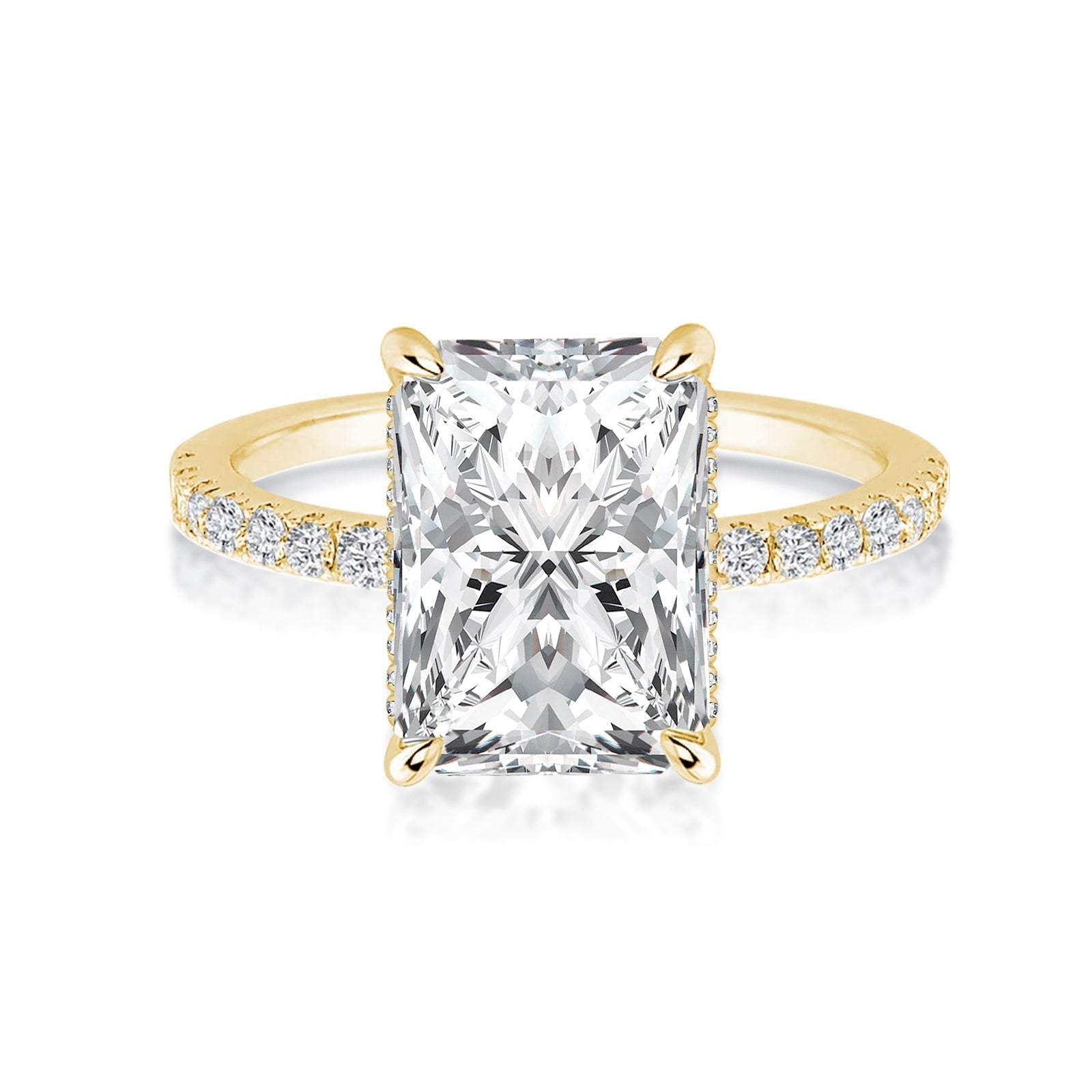 Rodiffy Moissanite 3.5 Ct Radiant Cut Yellow Gold Engagement Ring For Women