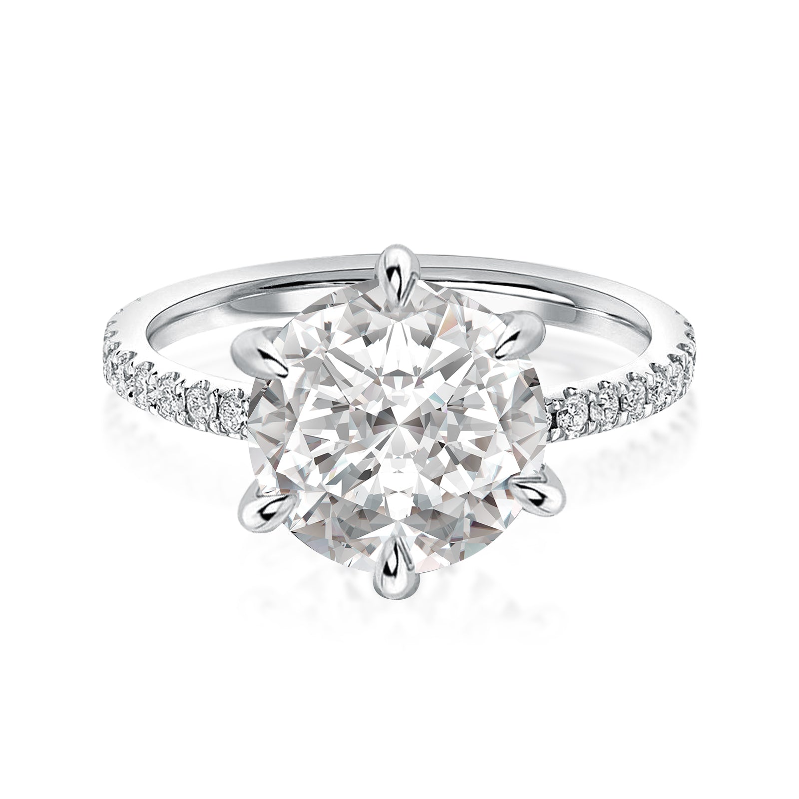 Rodiffy Moissanite 3.0 Ct Round Cut 6 Prong Promise Rings For Women