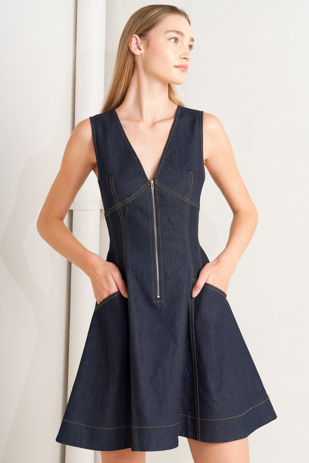 FRESH EDIT DENIM MINI DRESS