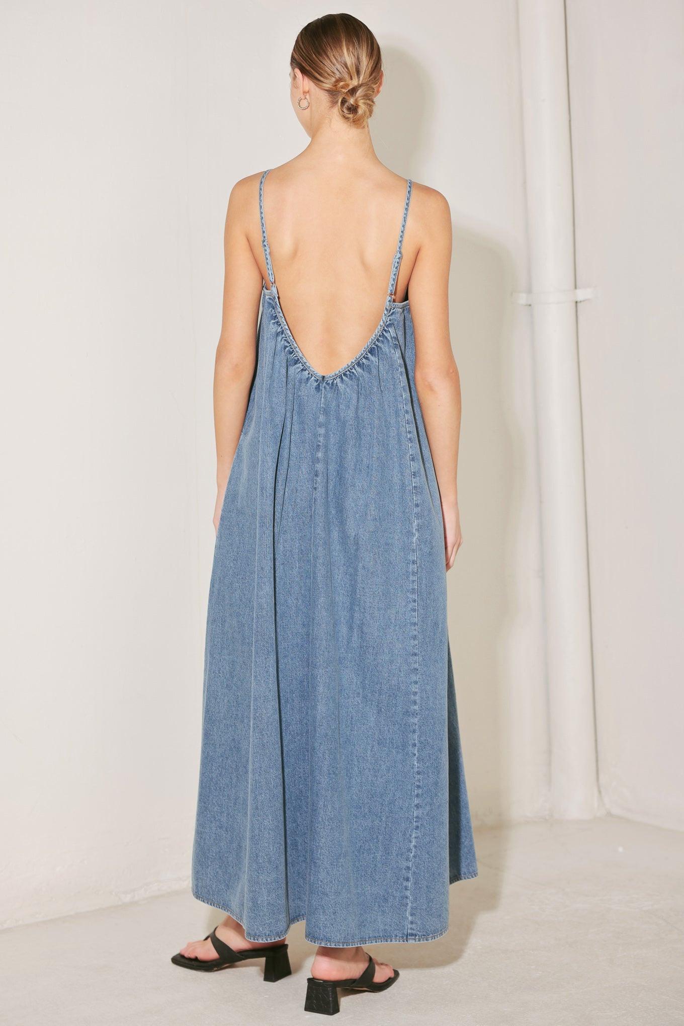 INDIGO WEEKEND THEORY DENIM MIDI DRESS