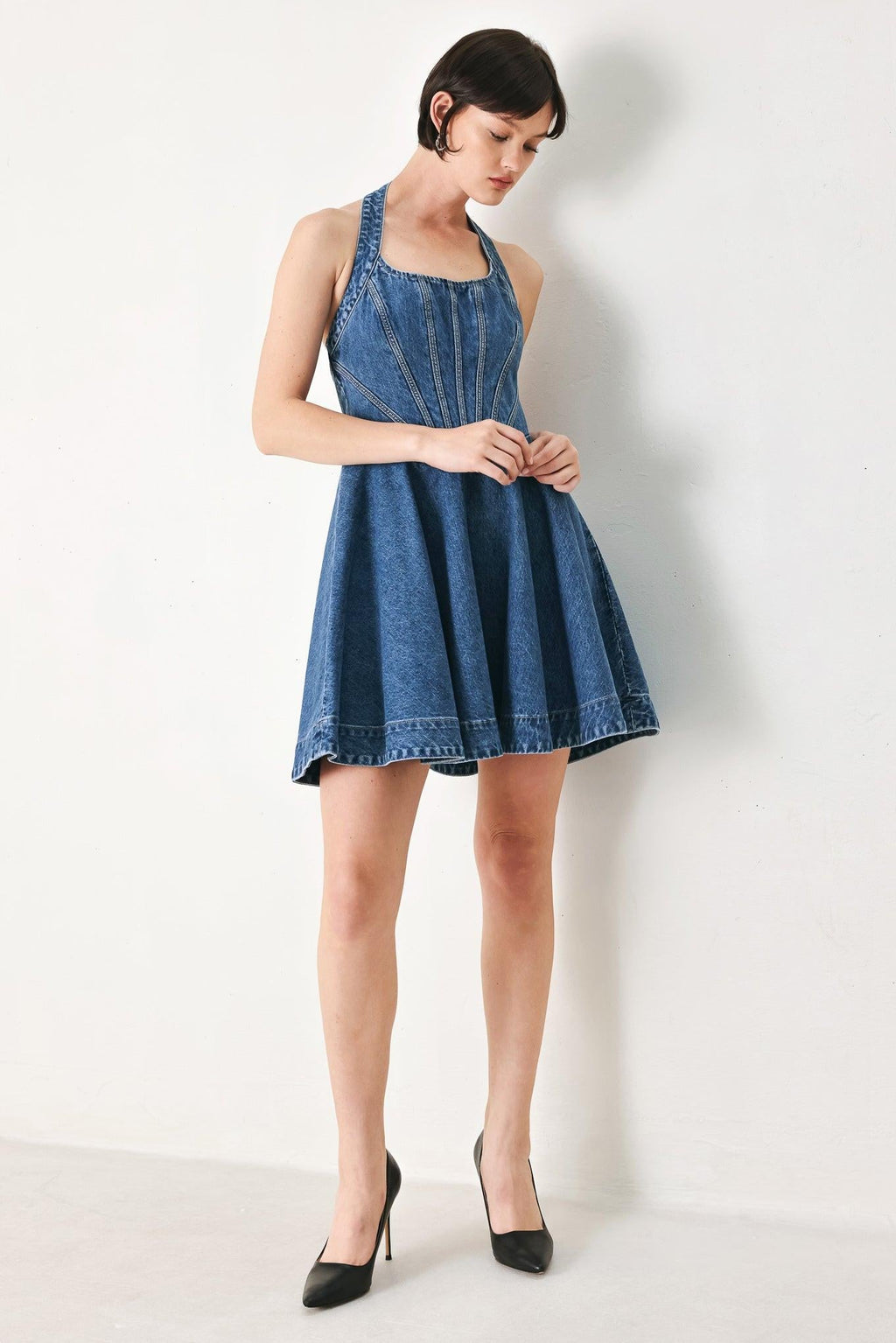 VINTAGE SHAPE DENIM MINI DRESS