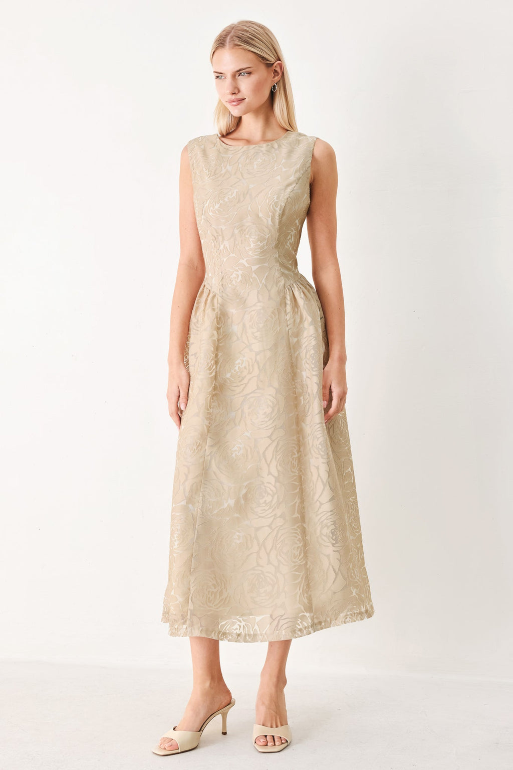 EVENING BLOSSOM ORGANZA MIDI DRESS