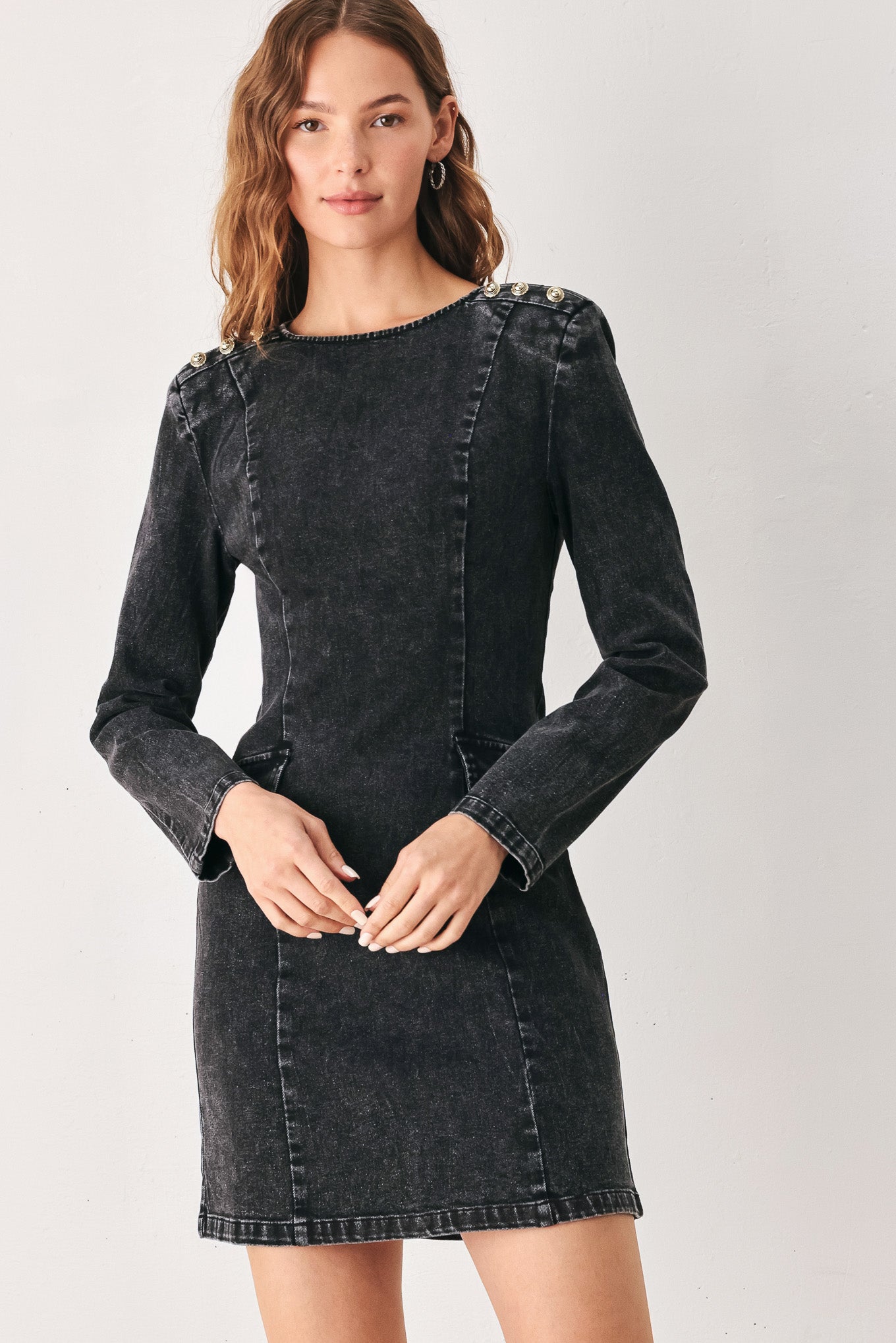ONYX ACID-WASH DENIM MINI DRESS