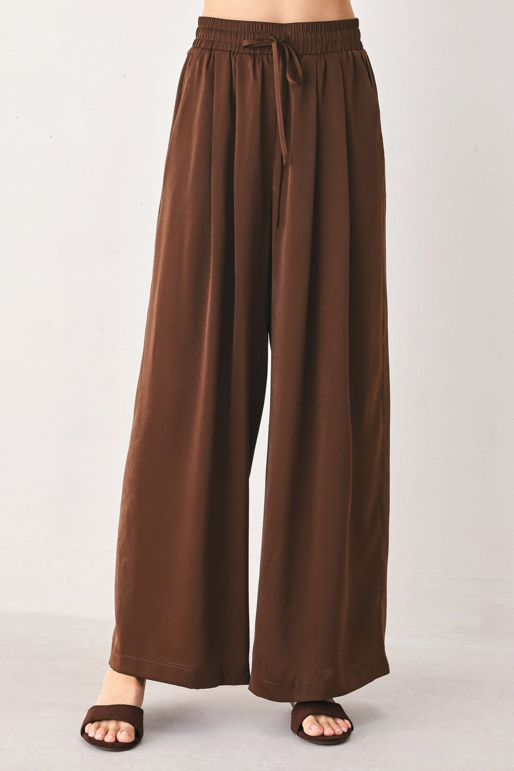 CANYON BROWN ELASTIC WAIST WOVEN PANTS