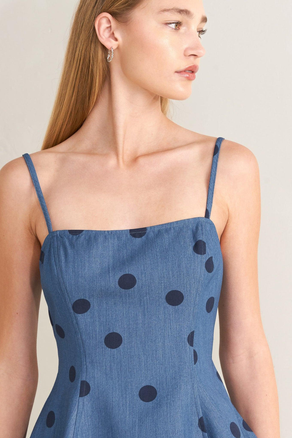 MIDNIGHT POLKA WOVEN TOP