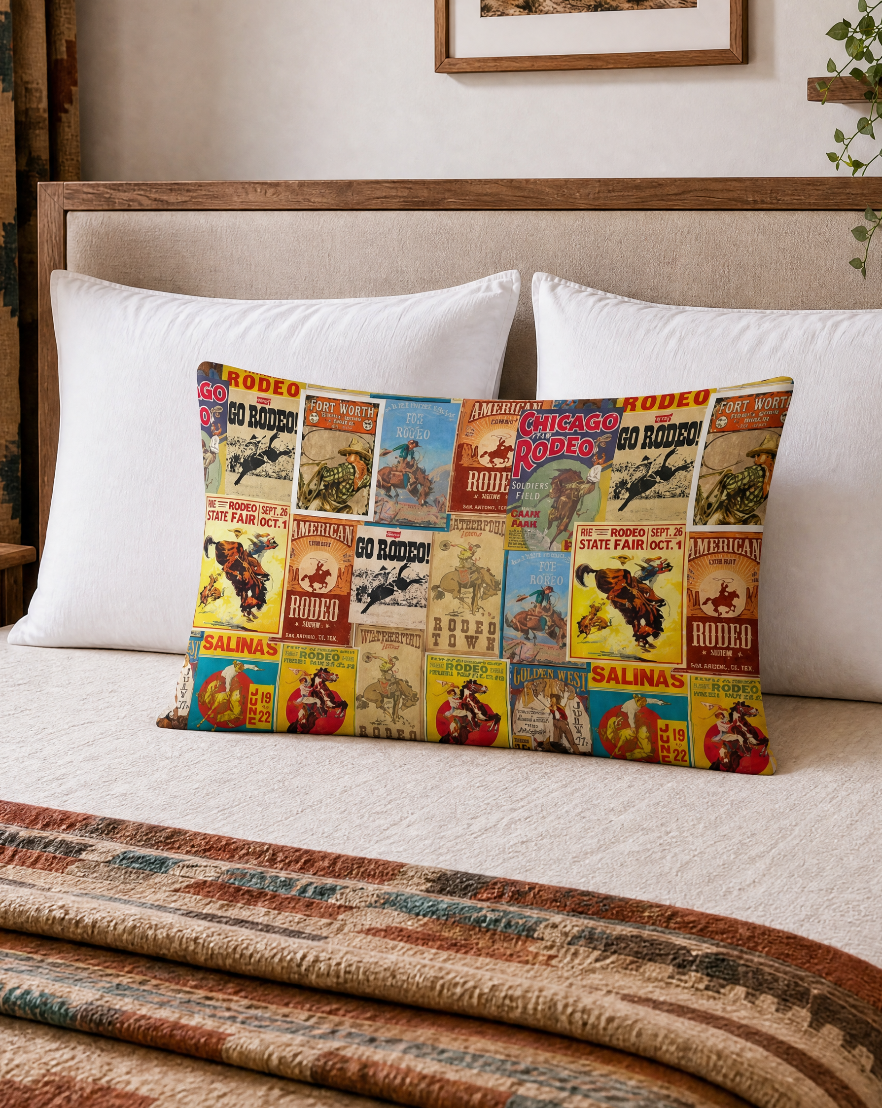 Baha Ranch Vintage Rodeo Poster Pillow Case Made in America