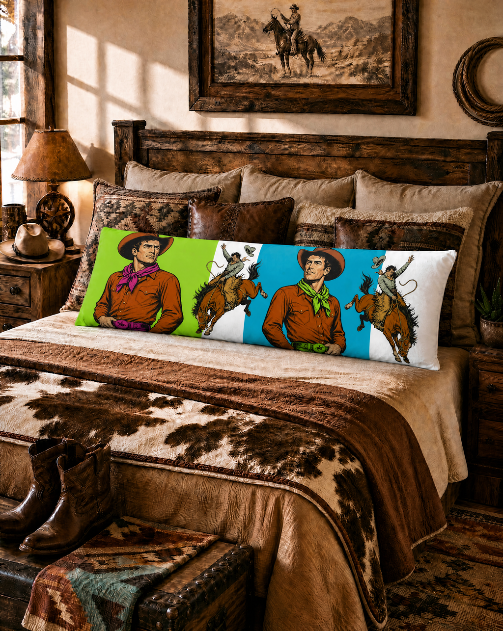 Baha Ranch The Last Roundup Bronc Rider Body Pillow Cover Made in America