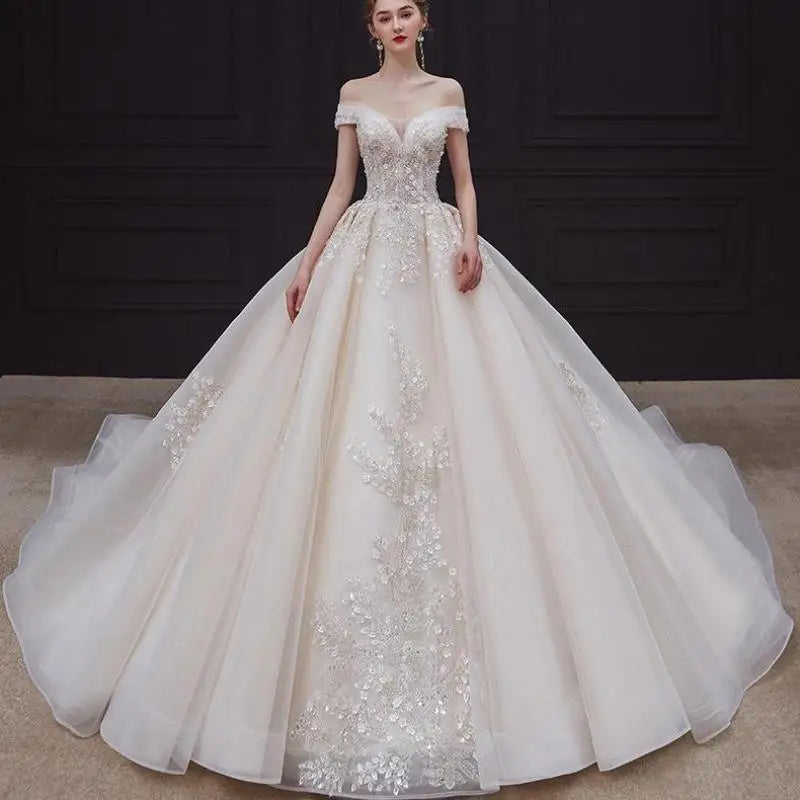 Elegant Off The Shoulder Wedding Gown EDW469