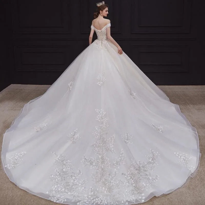 Elegant Off The Shoulder Wedding Gown EDW469