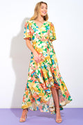 ELABORATE CHARM WOVEN HI-LO DRESS