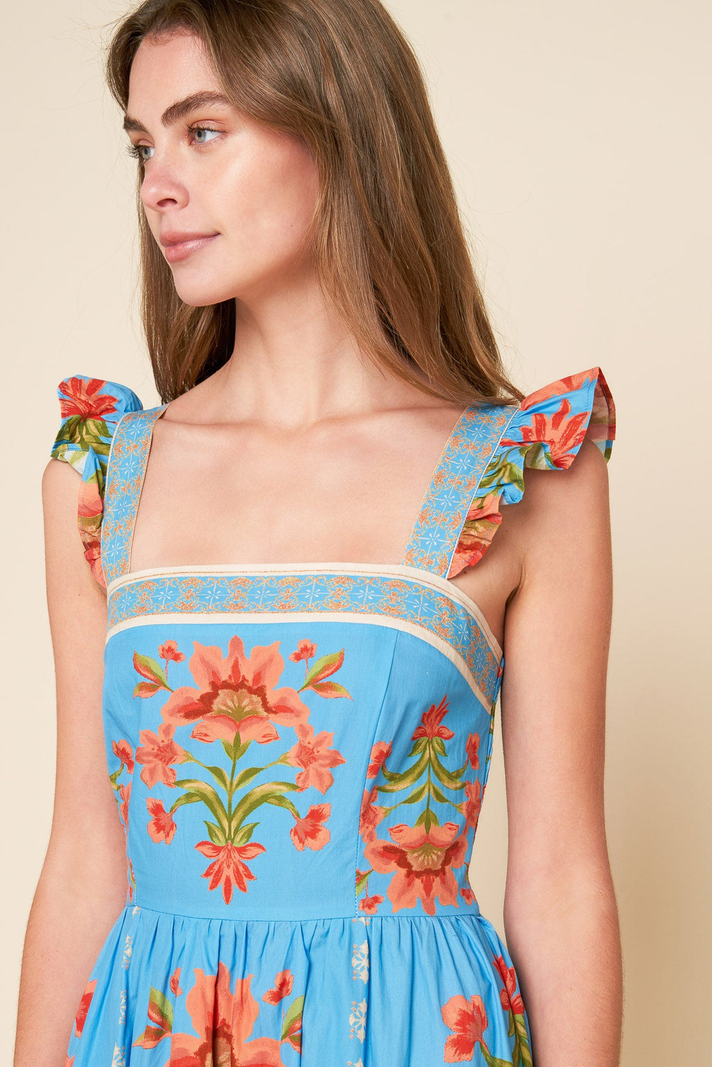 LOVELIEST MUSE IVORY WOVEN MIDI DRESS