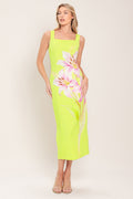 LUSH LIME WOVEN MIDI DRESS