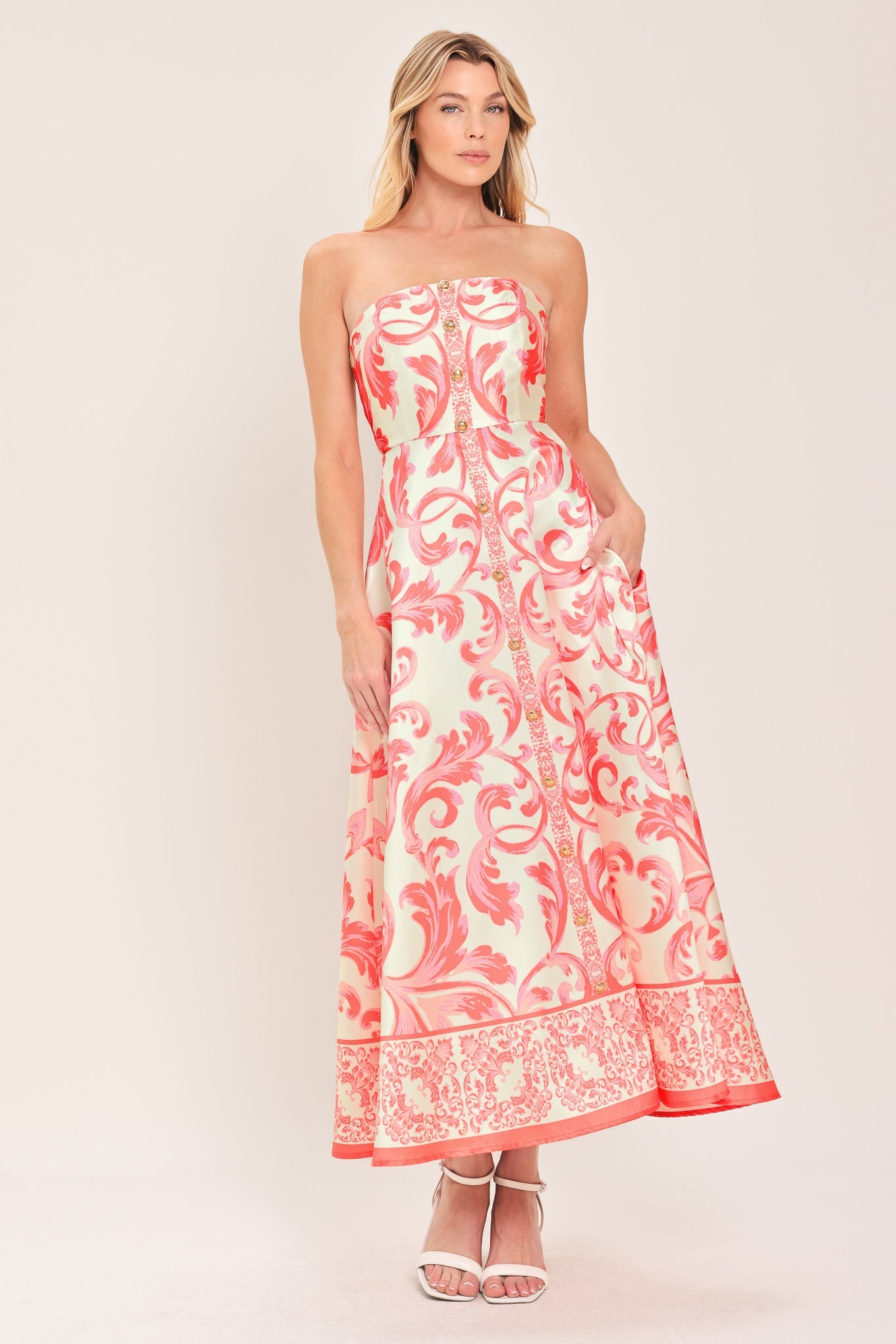 SUNSET ROYALTY WOVEN MIDI DRESS
