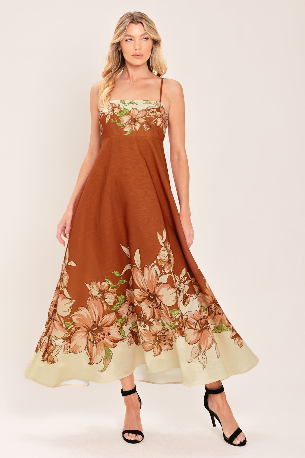 AUTUMN PETAL WOVEN MIDI DRESS