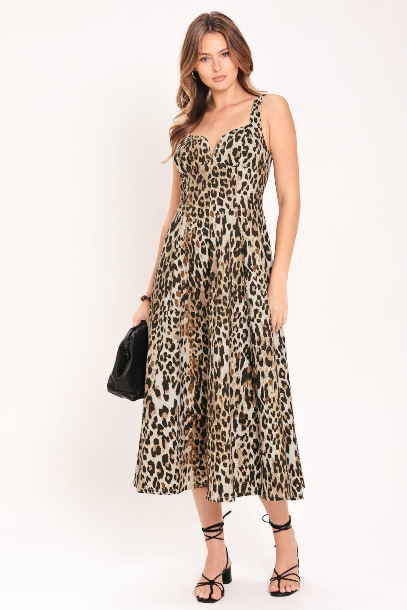 DESERT ROSE LEOPARD WOVEN MIDI DRESS