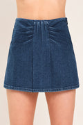 INDIGO RUCHING DENIM SKORT