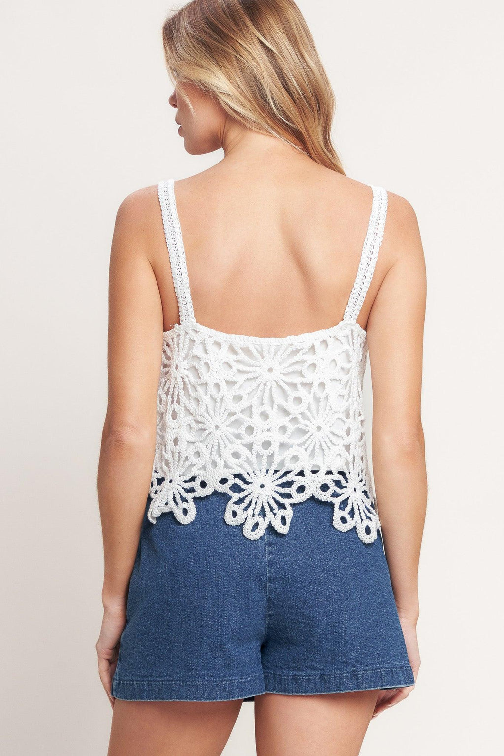 SUNLIT LACE STORY CROCHET LACE TOP