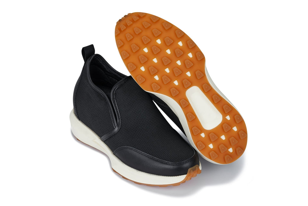 CALTO - J1433  - 3.3 Inches Taller (Black) - Casual Chunky Sole Sneaker Loafers