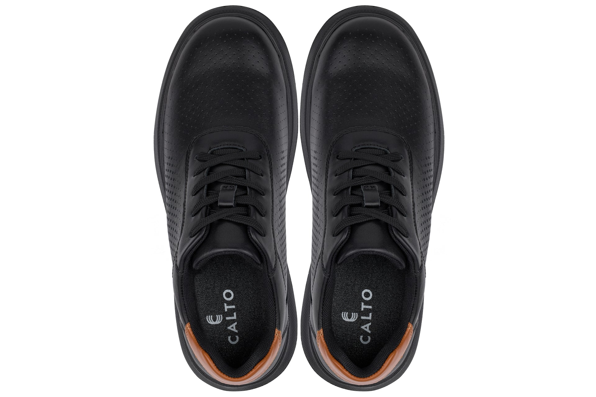 CALTO - J1580  - 2.6 Inches Taller (Black/Black Sole) - Lightweight Casual Walkers