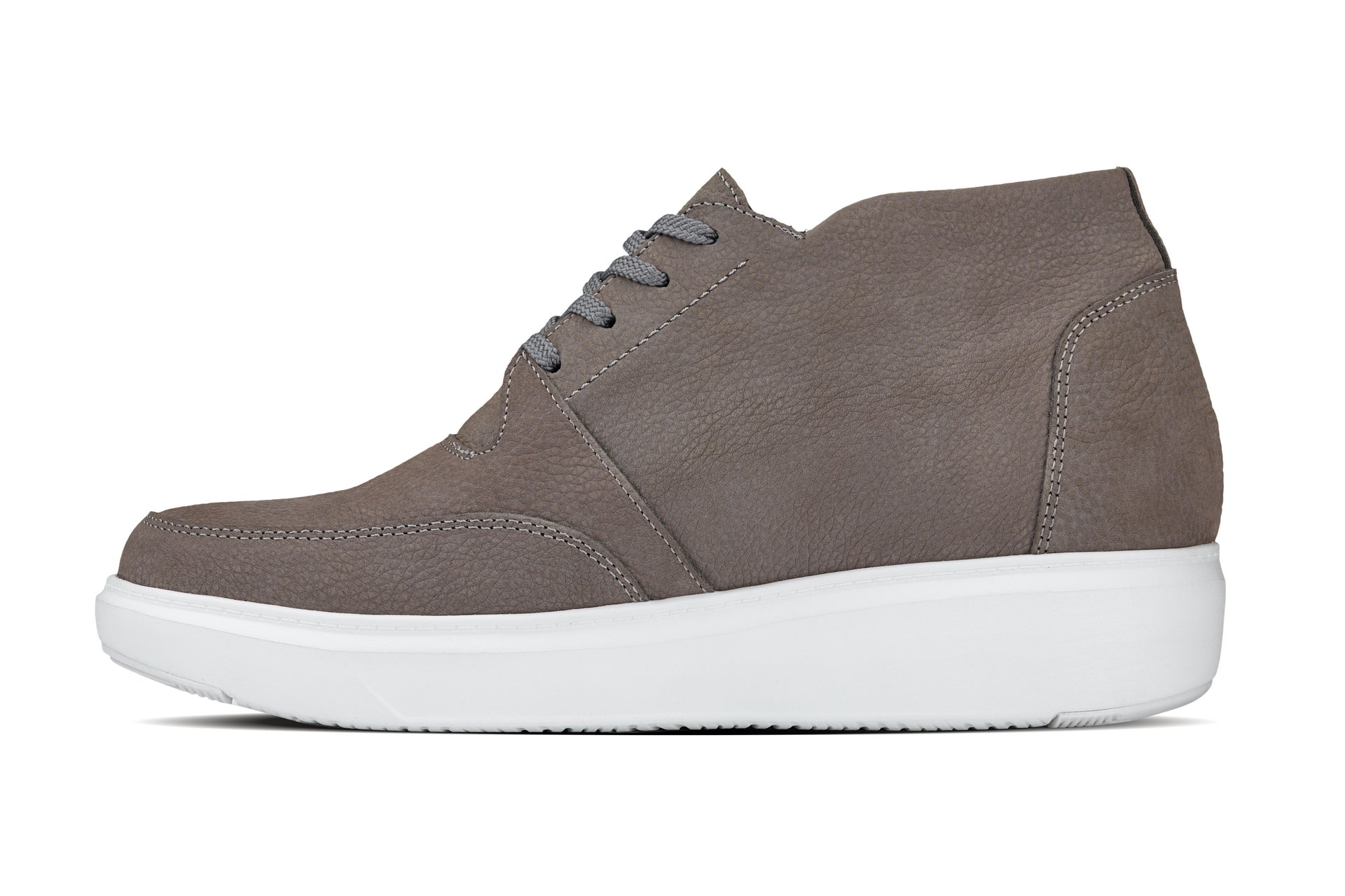 CALTO - J1771  - 3.2 Inches Taller (Grey) - Casual Chunky Sole Boots – Soft Pebble Grain Nubuck Leather