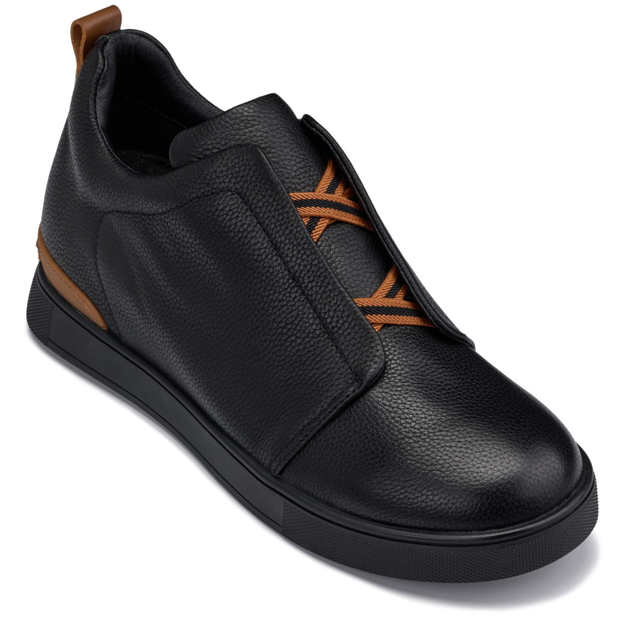 CALTO - J1931  - 2.6 Inches Taller (Black/Black Sole) - Slip-On Snoafers