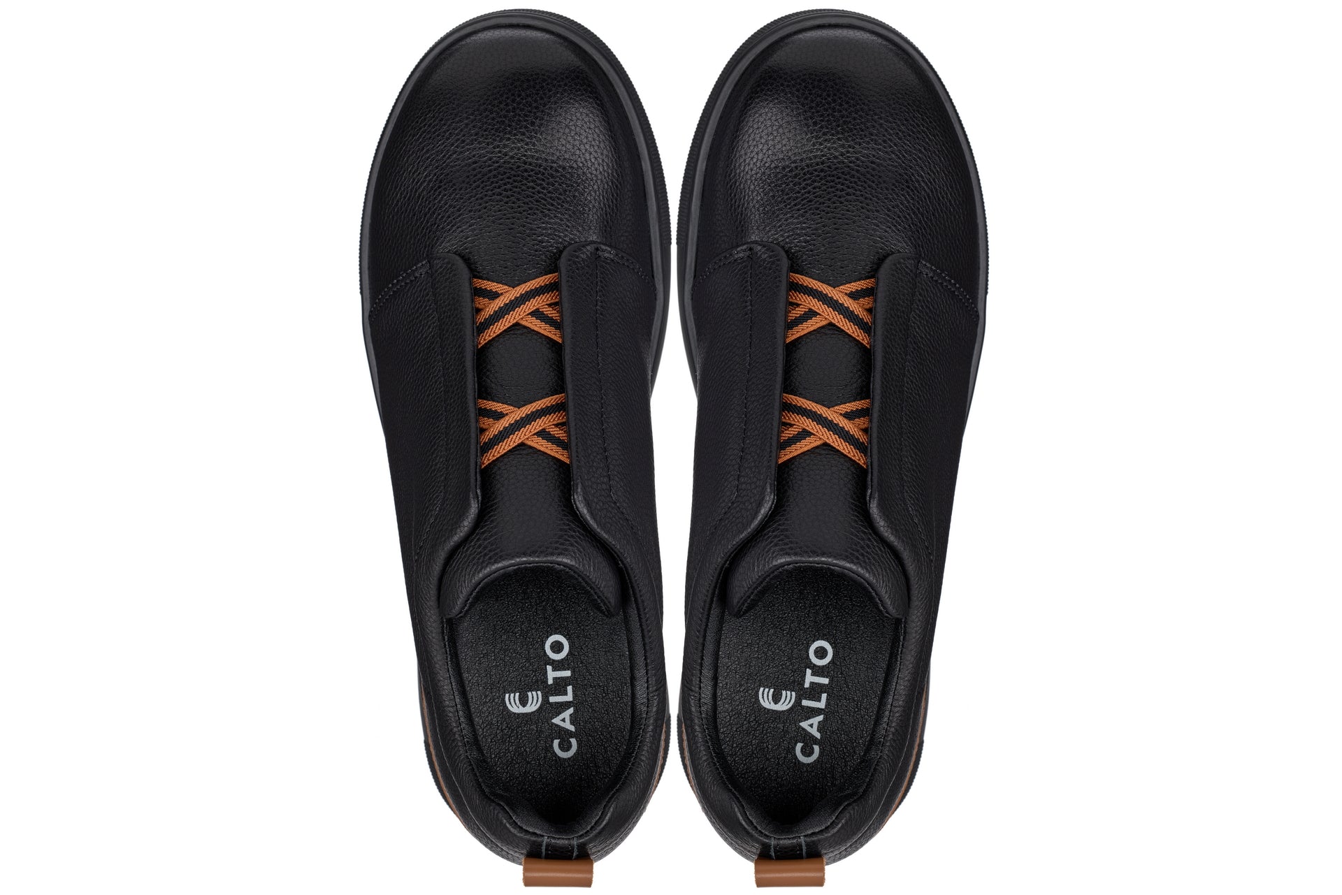 CALTO - J1931  - 2.6 Inches Taller (Black/Black Sole) - Slip-On Snoafers