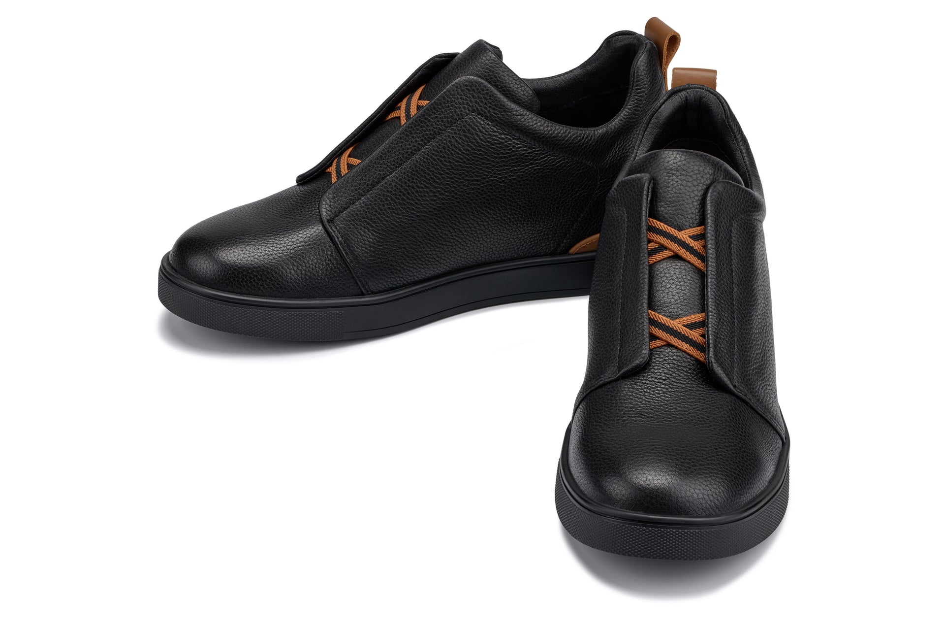 CALTO - J1931  - 2.6 Inches Taller (Black/Black Sole) - Slip-On Snoafers