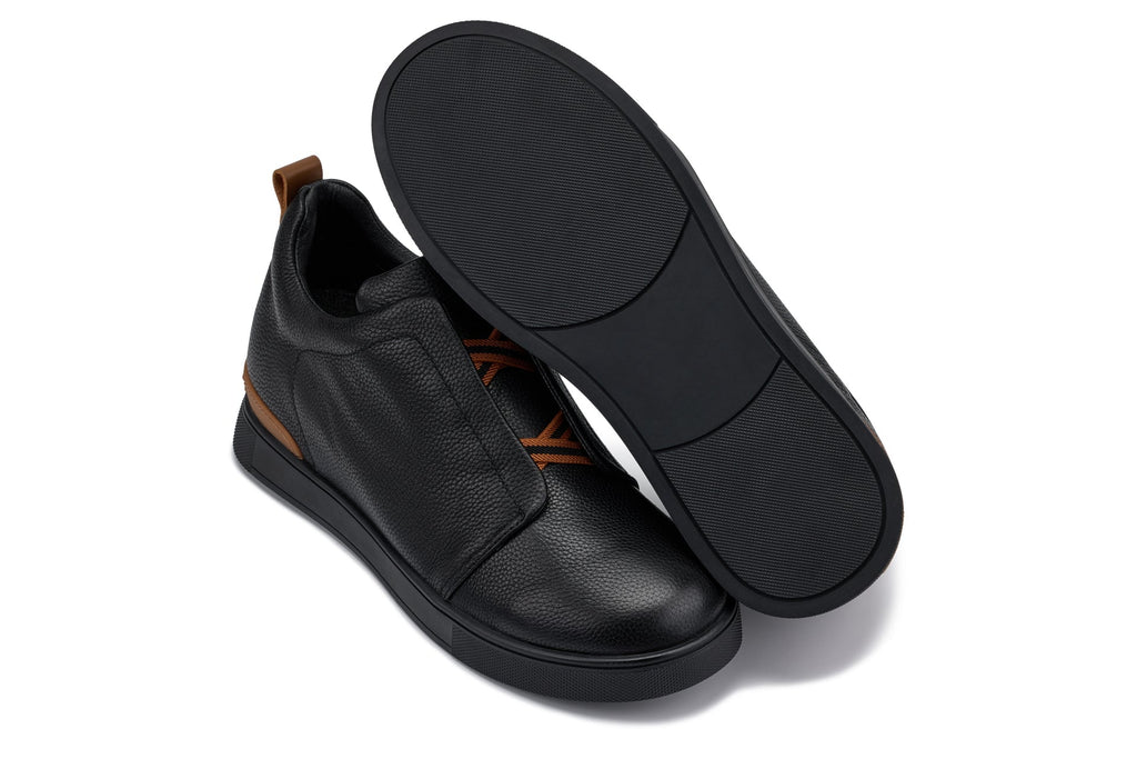 CALTO - J1931  - 2.6 Inches Taller (Black/Black Sole) - Slip-On Snoafers