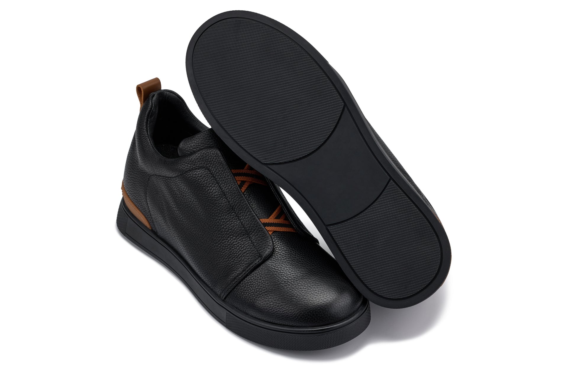 CALTO - J1931  - 2.6 Inches Taller (Black/Black Sole) - Slip-On Snoafers
