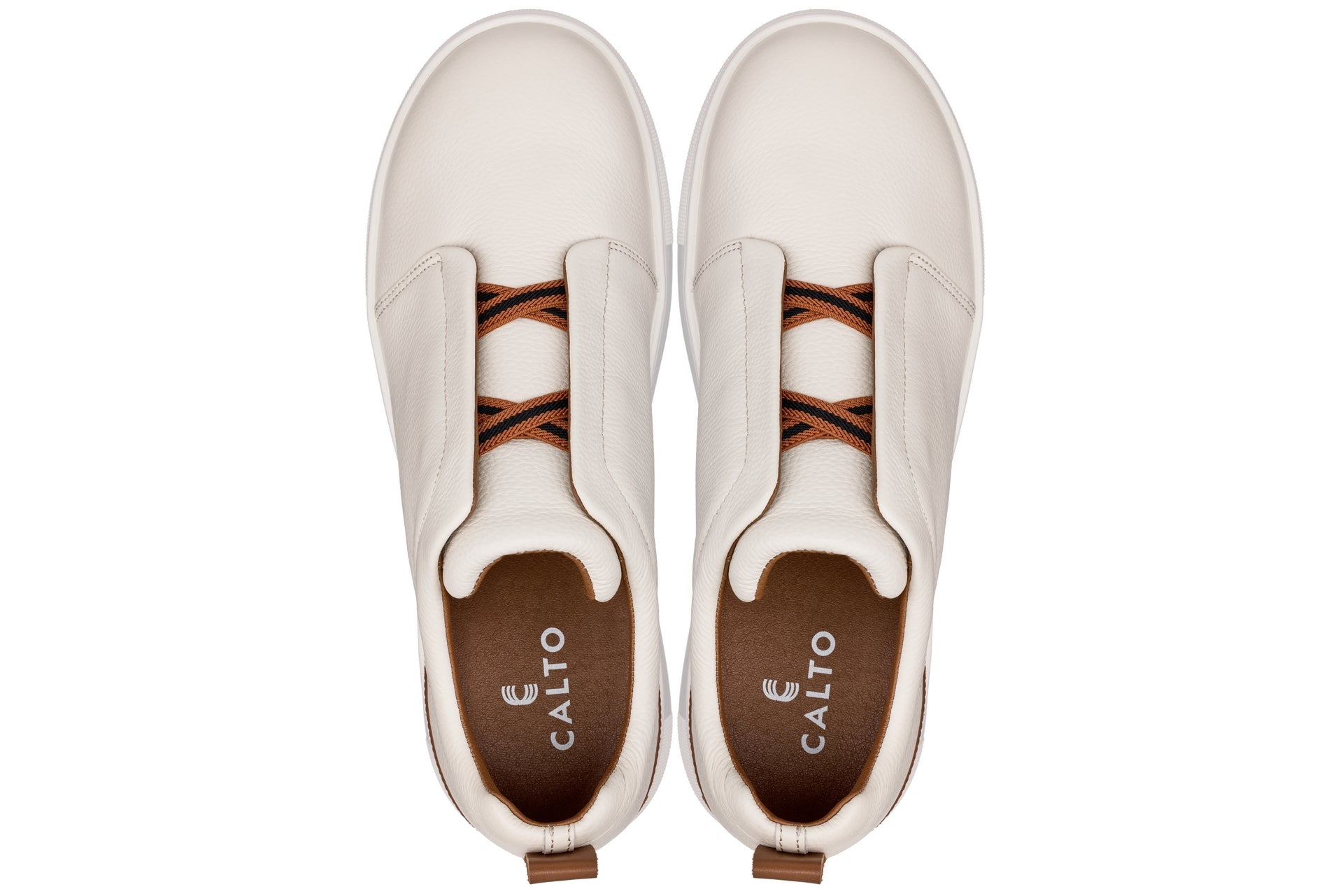 CALTO - J1933  - 2.6 Inches Taller (Off-White) - Slip-On  Snoafers