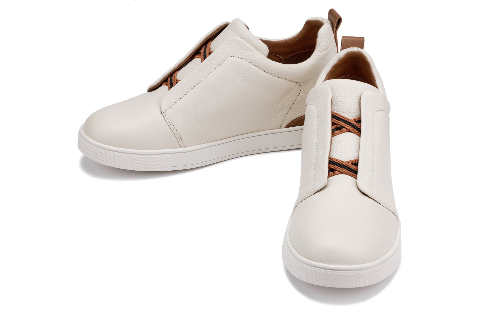 CALTO - J1933  - 2.6 Inches Taller (Off-White) - Slip-On  Snoafers
