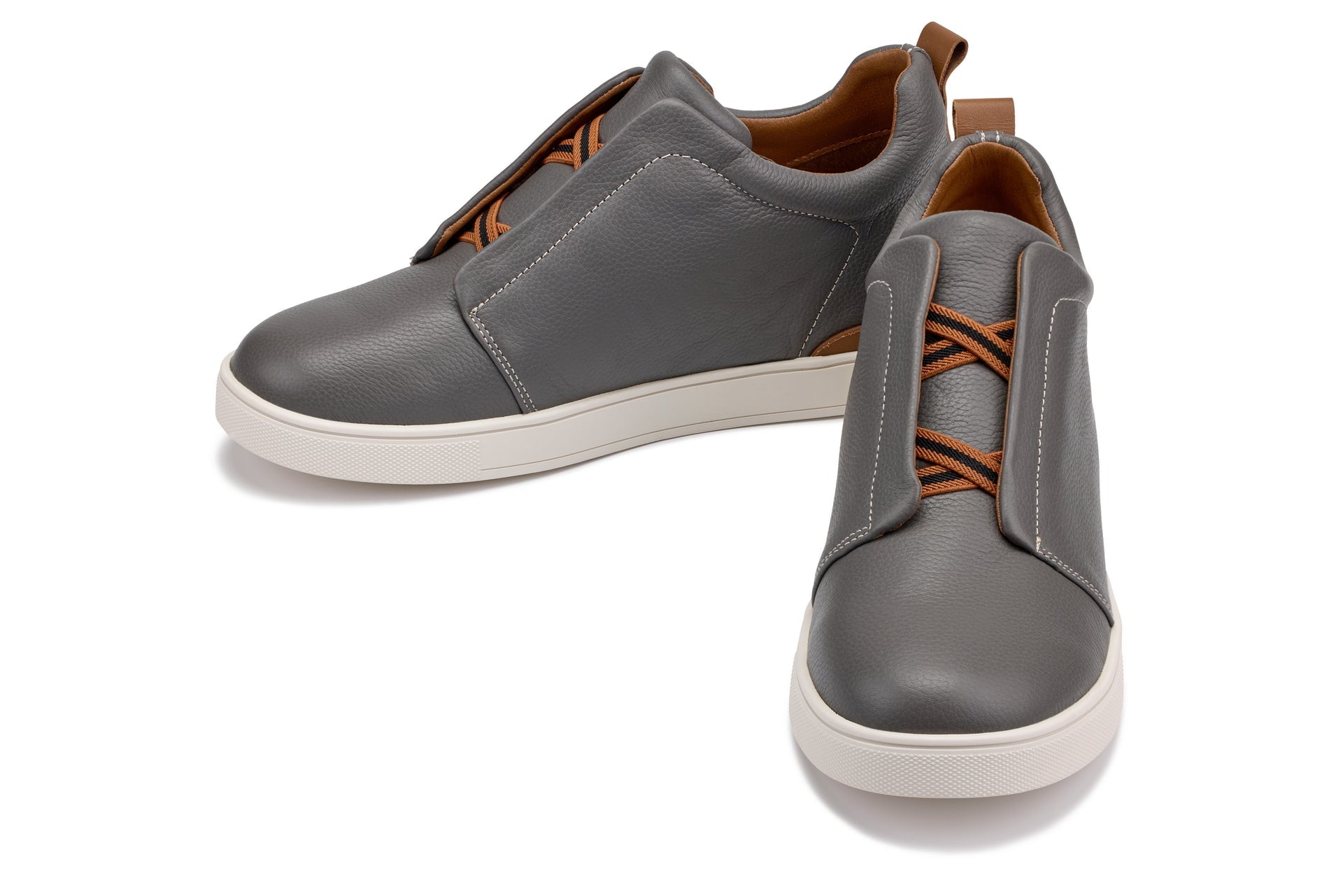 CALTO - J1935  - 2.6 Inches Taller (Grey) - Slip-On Snoafers