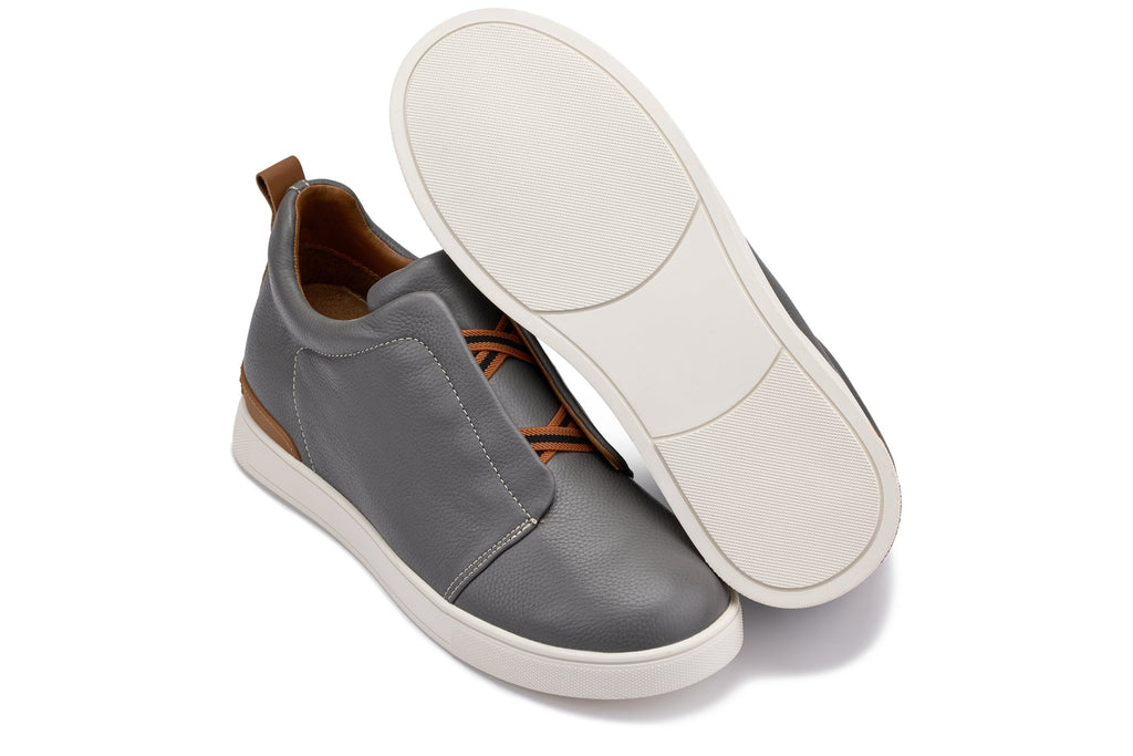CALTO - J1935  - 2.6 Inches Taller (Grey) - Slip-On Snoafers