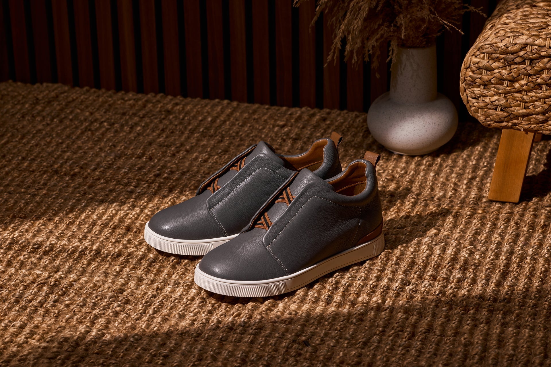 CALTO - J1935  - 2.6 Inches Taller (Grey) - Slip-On Snoafers