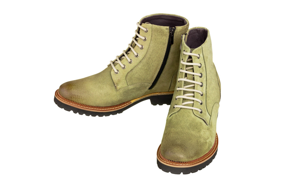 CALTO - K24402 - 3 Inches Taller (Olive) - Casual Zipper Boots