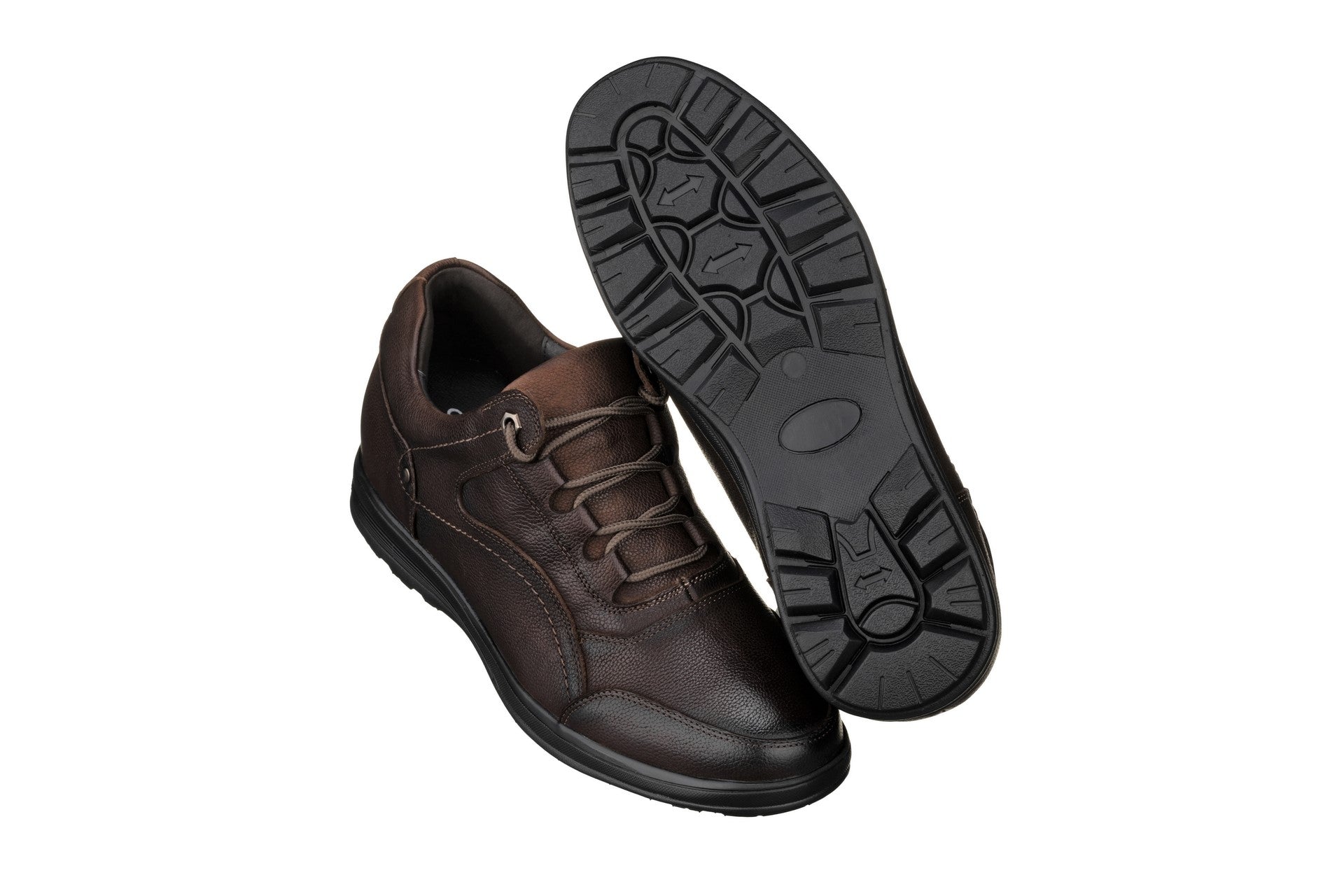 CALTO - K3045 - 2.8 Inches Taller (Dark Brown) - Lace Up Casual Walker - Lightweight