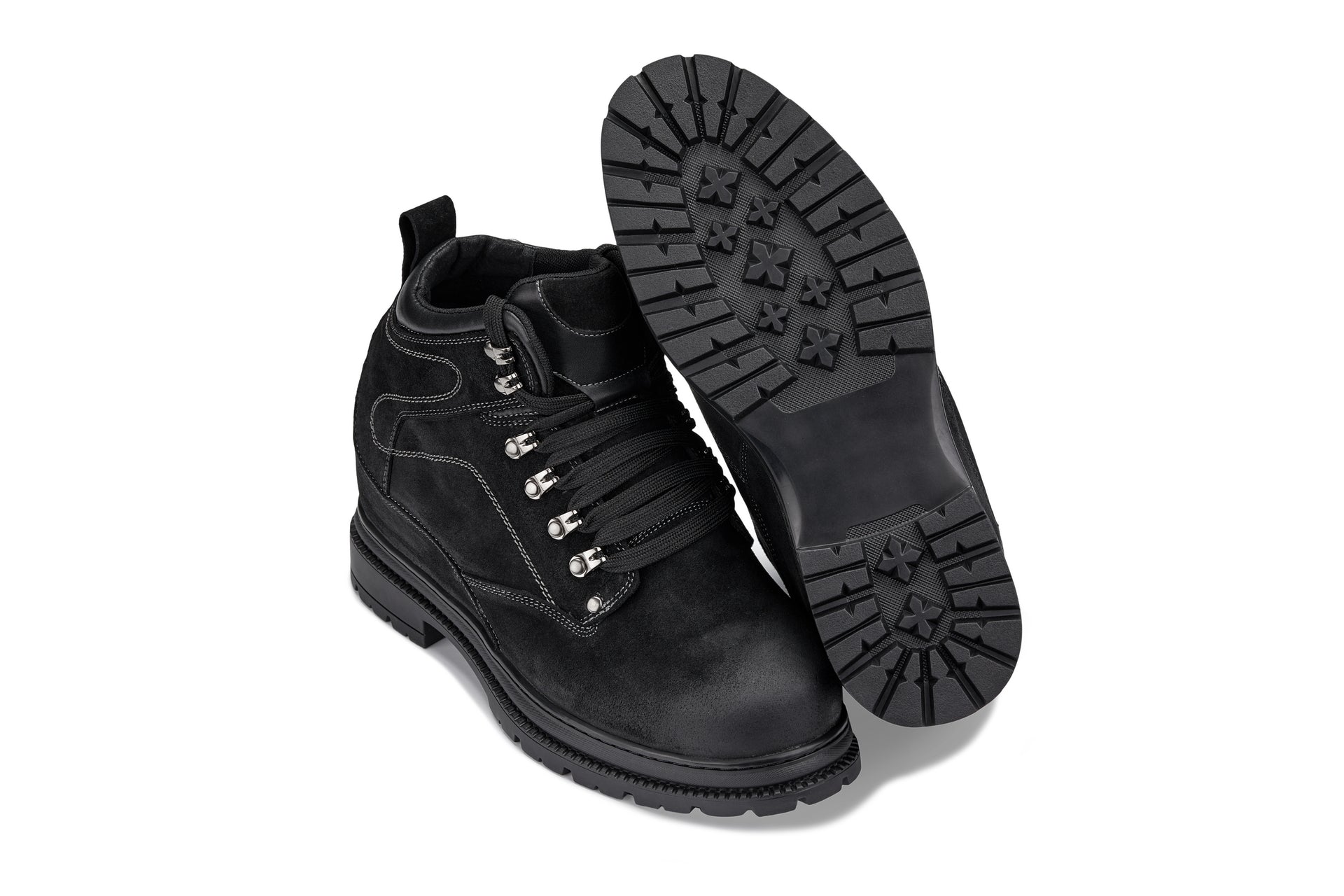 CALDEN 5.2" Taller Black Nubuck Height-Increasing Boots K881802