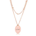 Avera Double Chain Love Necklace In Rose Gold