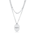 Avera Double Chain Faith Necklace In Sterling Silver