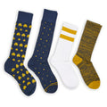 Navy Gold Mixed Socks 4 Pack -A