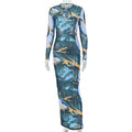 Retro Minority Women Clothing Hollow Out Cutout Shopping Hip Dress Hiking round Neck Long Sleeve Dress