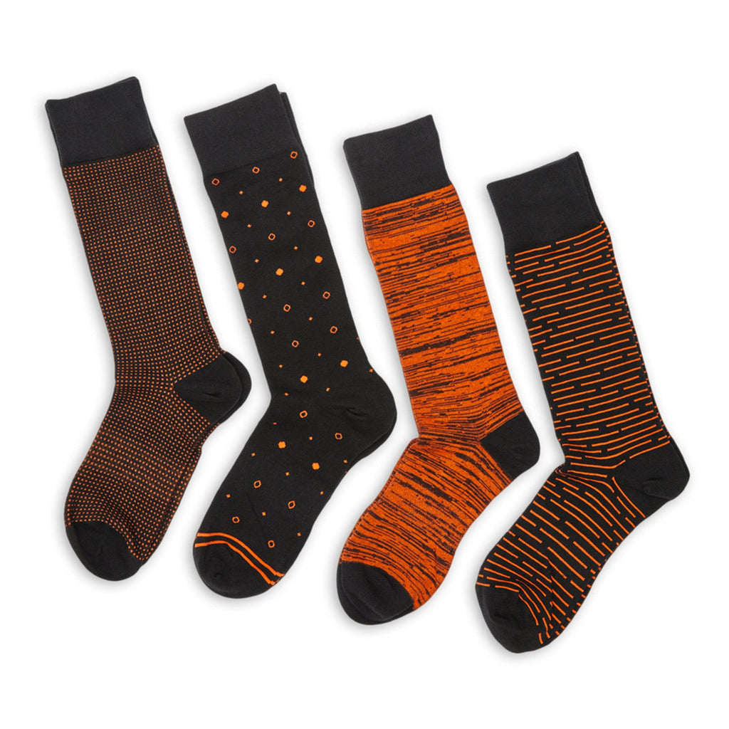 Orange / Black Dress Socks 4-Pack