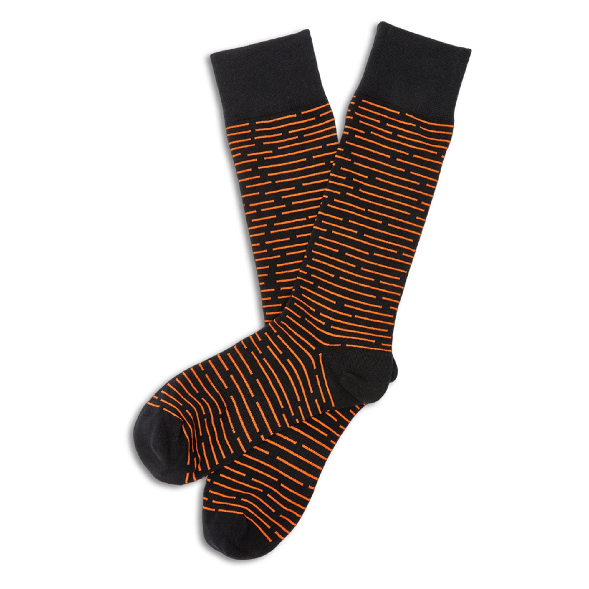 Orange and Black Broken Stripe Dress Socks