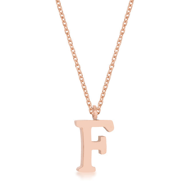 Avera Elaina Stainless Steel F Initial Necklace Gold